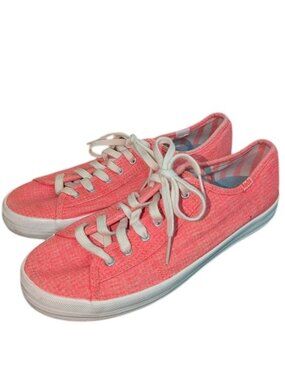 KEDS Retro Ortholite Low Top Lace Up Chambray Coral Sneakers Tennis Shoes Casual